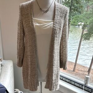 Eileen Fisher Linen Blend Open Cardigan with 3/4 Sleeves, Size S/P, Like New